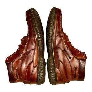 ROCKY Cabin Collection Brown Leather Moc Toe Work Boots Lace Up Cabincore Sz 12